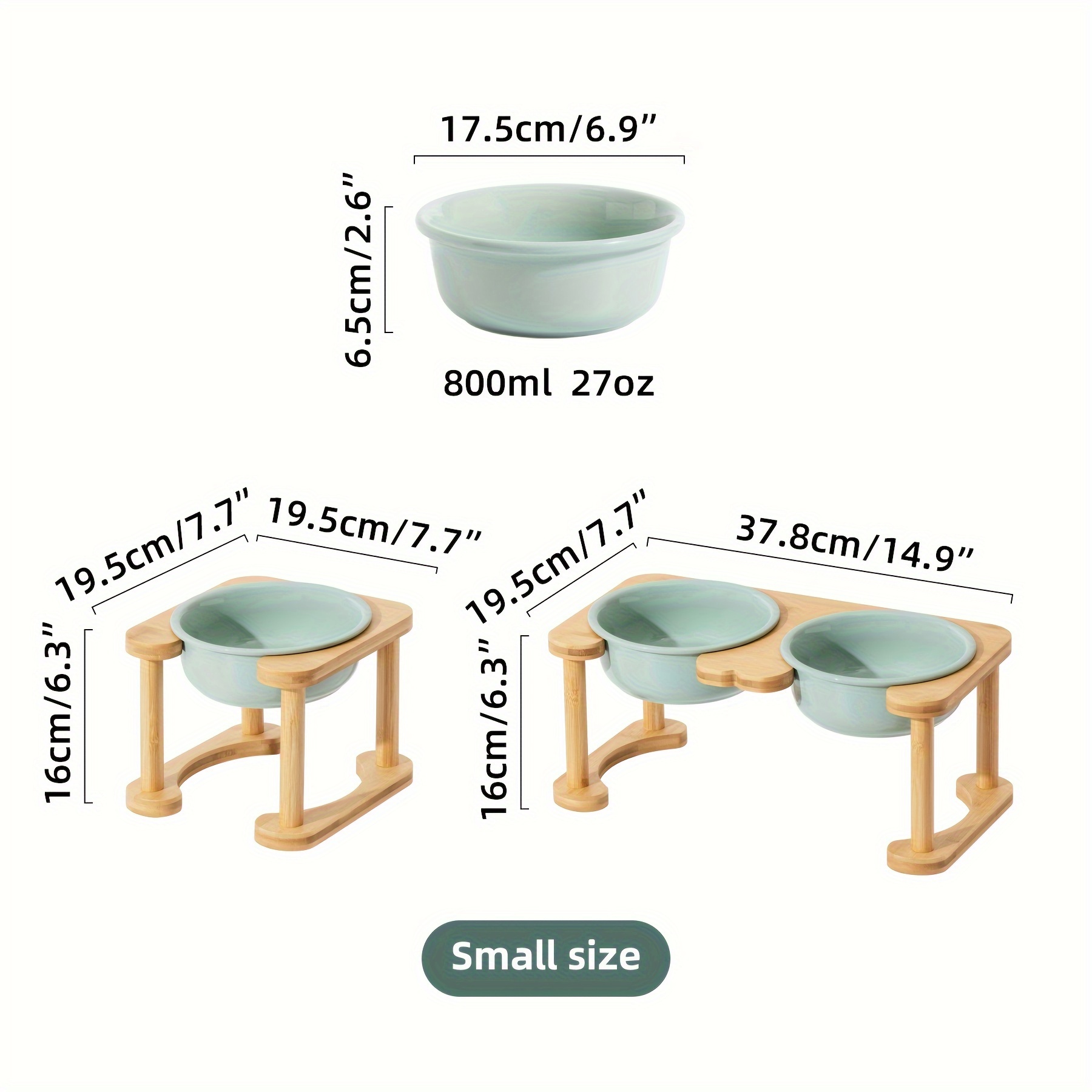 Double Raised Dog Feeder With 800ml / 27oz Bowls Elevated Dog 