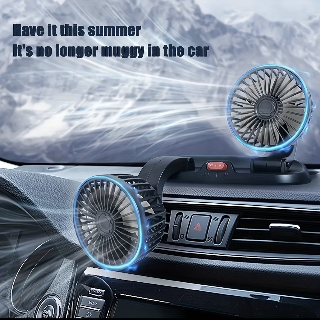 Ventilateur de refroidissement de voiture à trois têtes, réglable à 360 °,  5V, 12V, 24V, Brushless, Faible bruit, Ventilateur électrique automobile