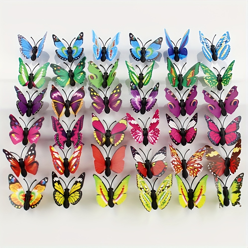 Group Large Fake Butterflies That Stuck Stock Photo 1501774490