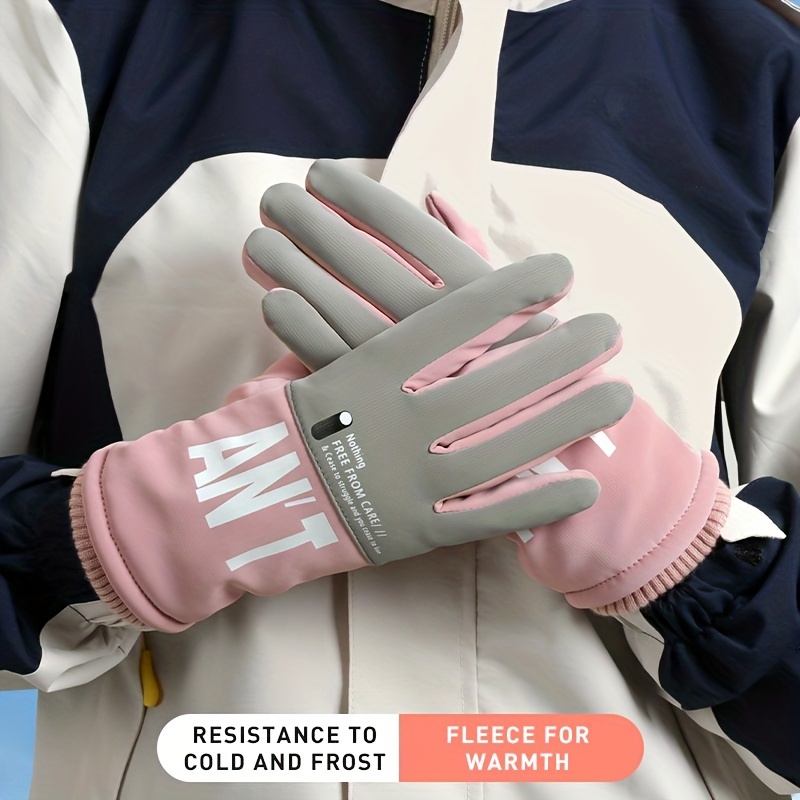 Guantes Esquí Invierno Estampado Letras Mujer Guantes - Temu Chile