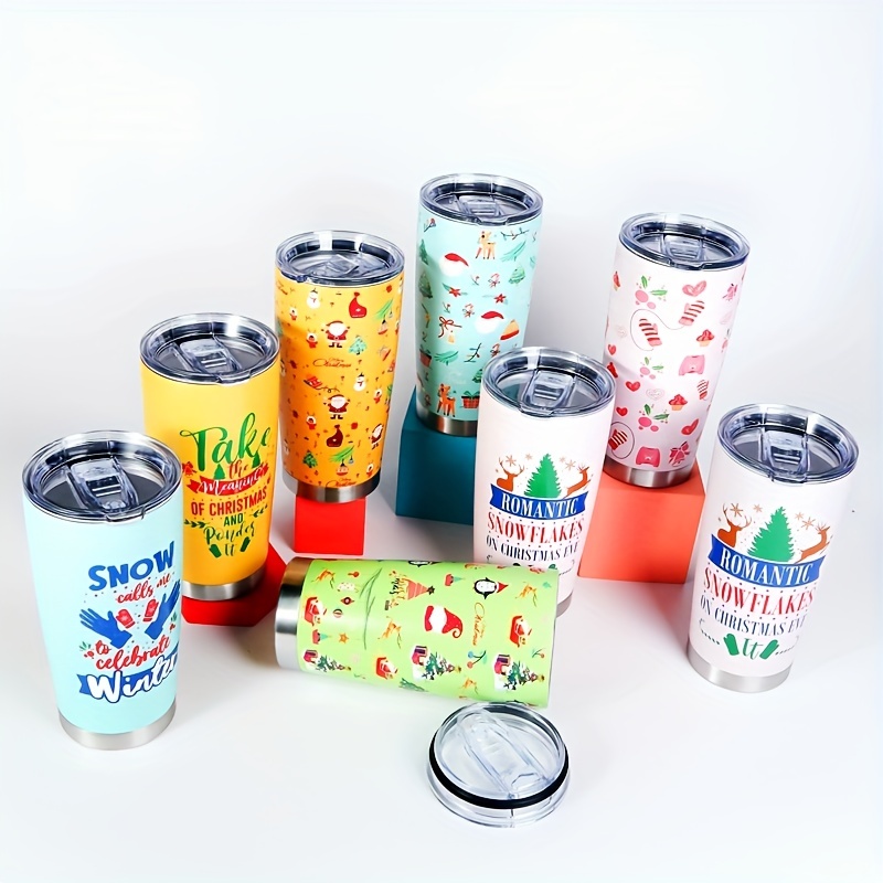 Christmas Stainless Steel Skinny Tumbler Mug Double Insulated Water Cup  Vacuum Slim Travel Tumbler For Xmas Gift With Lids - Temu