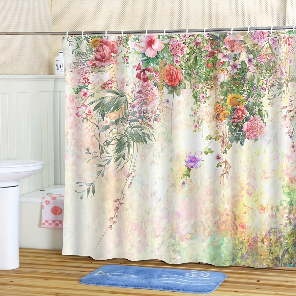 Shower Curtain Watercolor Floral Flower Shower Curtain - Temu
