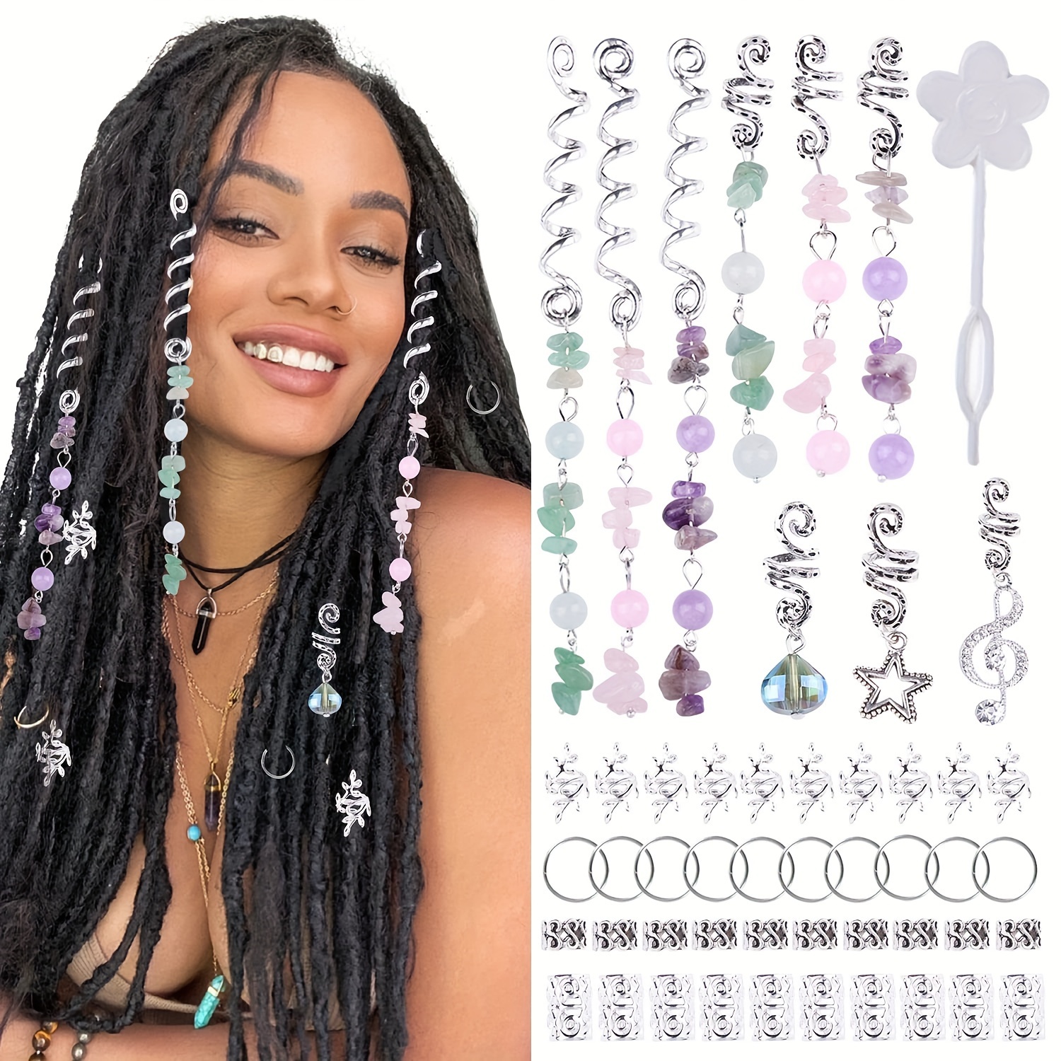 100pcs or mèches de cheveux longs boutons de perles accessoires