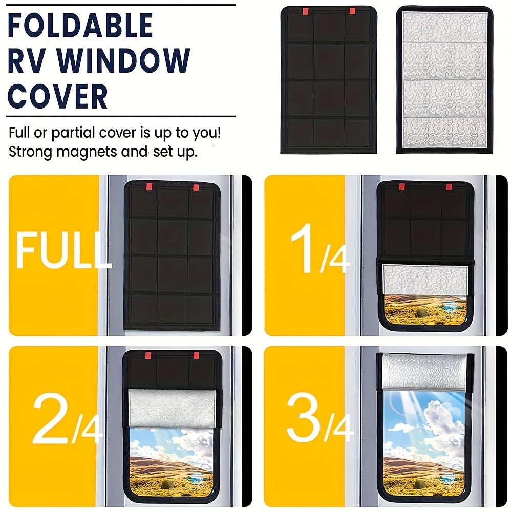 RV Window Cover Magnet Camper Door Shade Foldable RV Door Shade RV