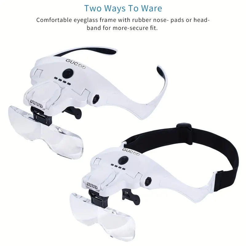 Magnifying Glasses With 4 Led Lights Headband Magnifier With - Temu