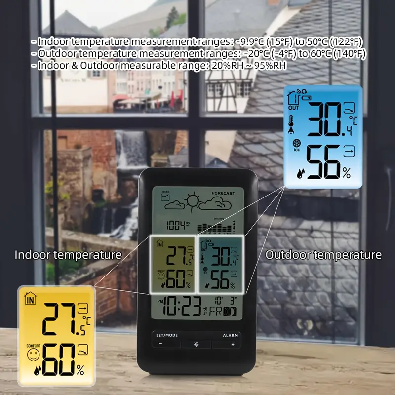 Digital Clock Weather Station, Thermometer Hygrometer, Tabletop Barometer,  Barometer, Indoor Outdoor Thermometer Wireless, Home Wireless Weather  Stations, Suitable For Bedroom, Living Room - Temu