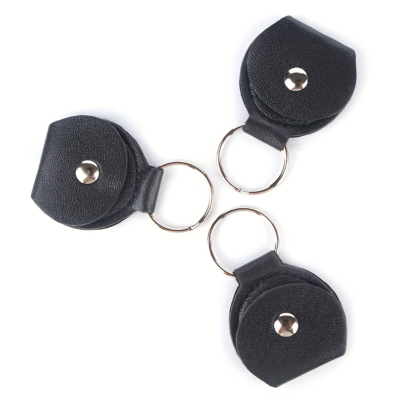1 Pc Guitar Pick Holder with Faux Leather Keychain - Plectrum Cases Bag