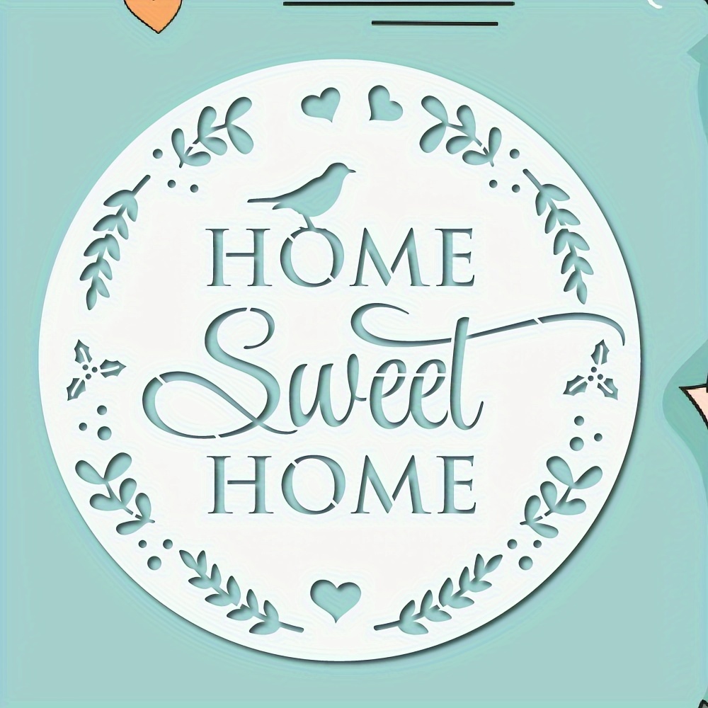 

1pc Home Sweet Home Painting Stencil For Wall, 11.8 Inch Reusable Home Stencil, Decorative Words Template For Airbrush Painting On Wall Wood Sign Farmhouse Canvas Home Decor Art Crafts