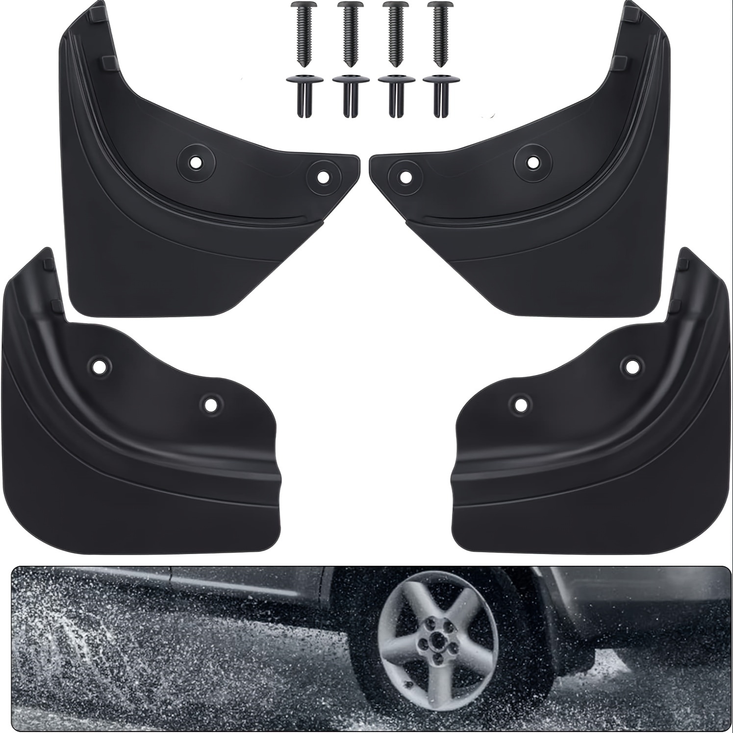 4 Pcs Car Mud Flaps Reflective Soft Rubber Splash Guards Rubber mud Guard  Car Safety Warning Reflective Mud Flaps No Collision for Universal Vehicle