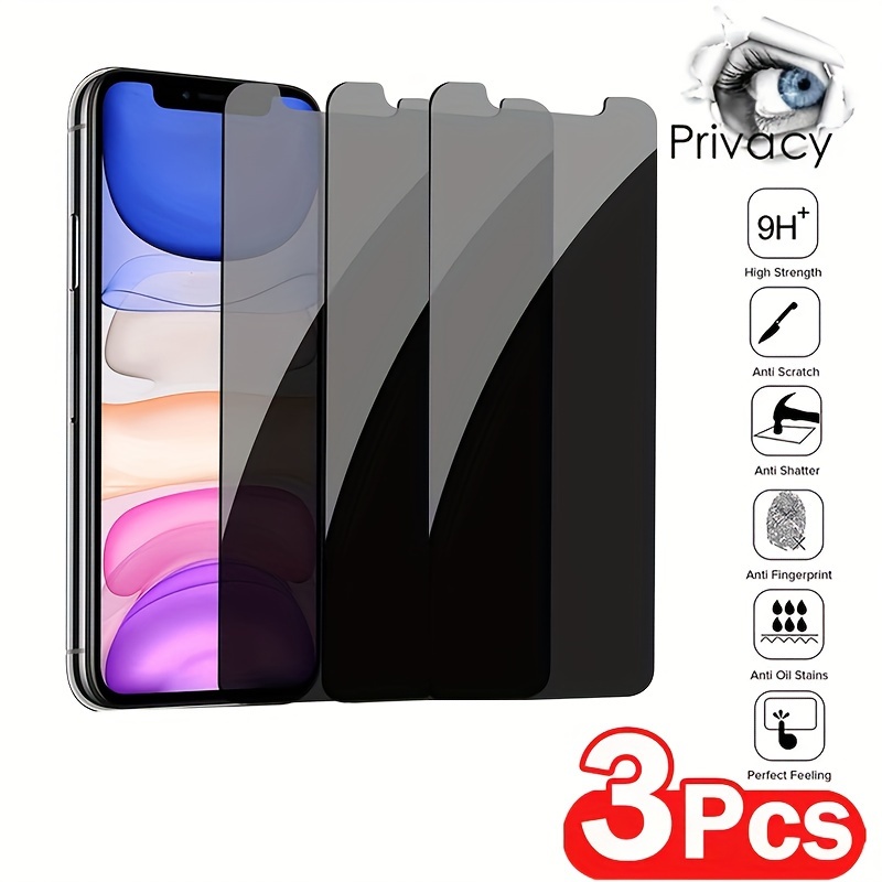 

3pcs Half Screen Privacy Screen Protector For 14 13 12 11 Pro Xs Max Privacy Film Protective Glass For Xr X 6 7 8 Plus