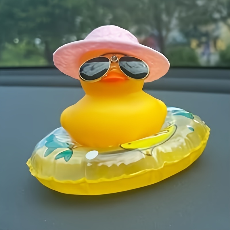 1 Stück Cartoon Schwimmring Gelbe Ente Auto Ornamente, Gummi Ente