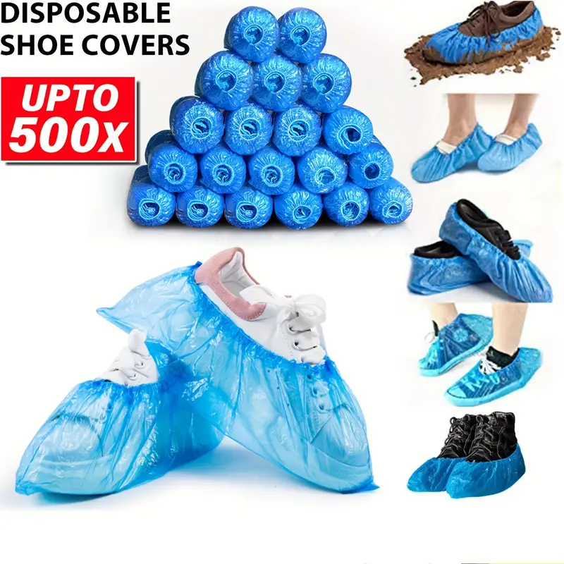 100pcs Couvre-chaussures En Plastique Jetables Couvre-chaussures De Pluie  Protecteur Imperméable Couvre-chaussures Durables Pour L'intérieur