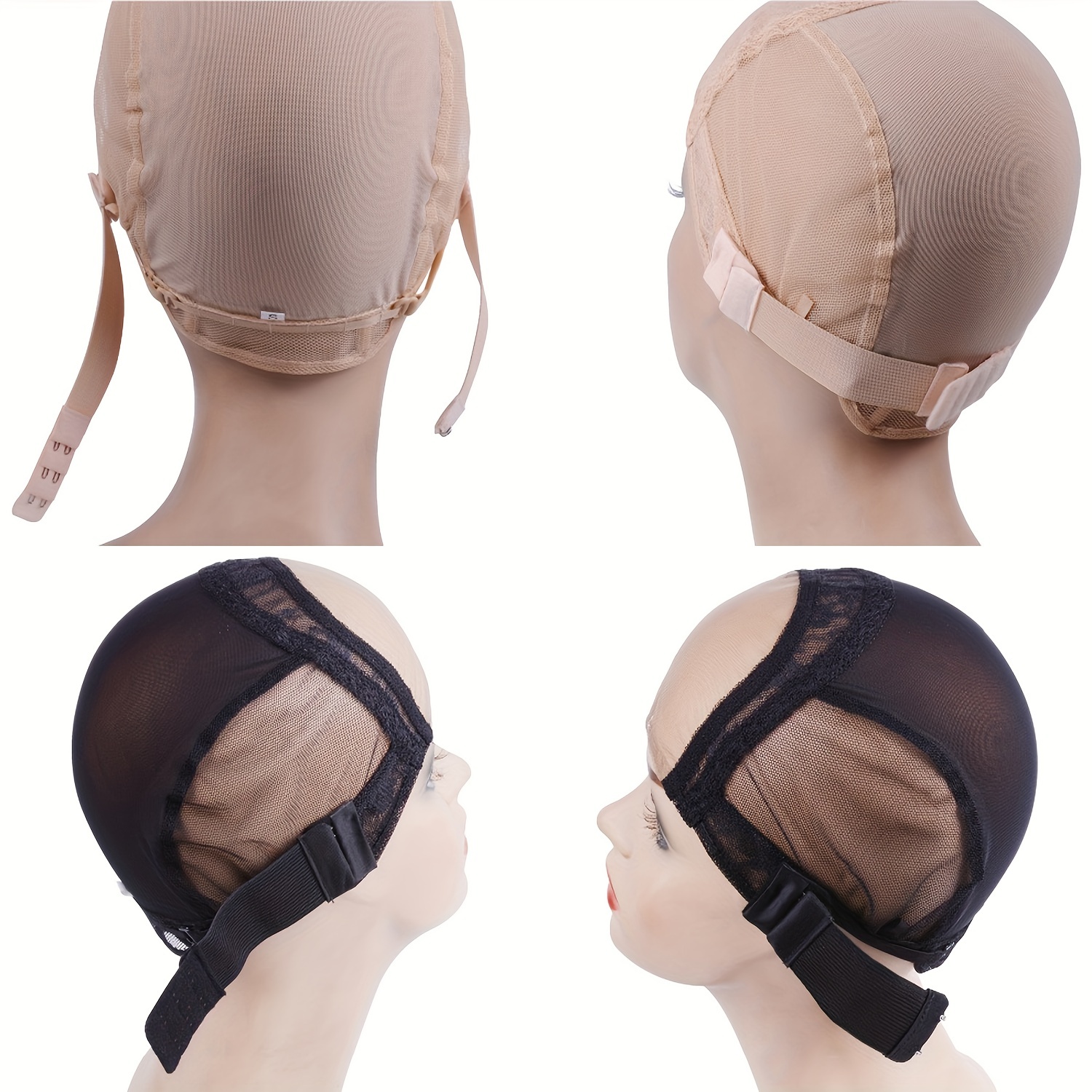 Glueless Wig Adjustable Strap With Hooks For Making Wig Cap Black