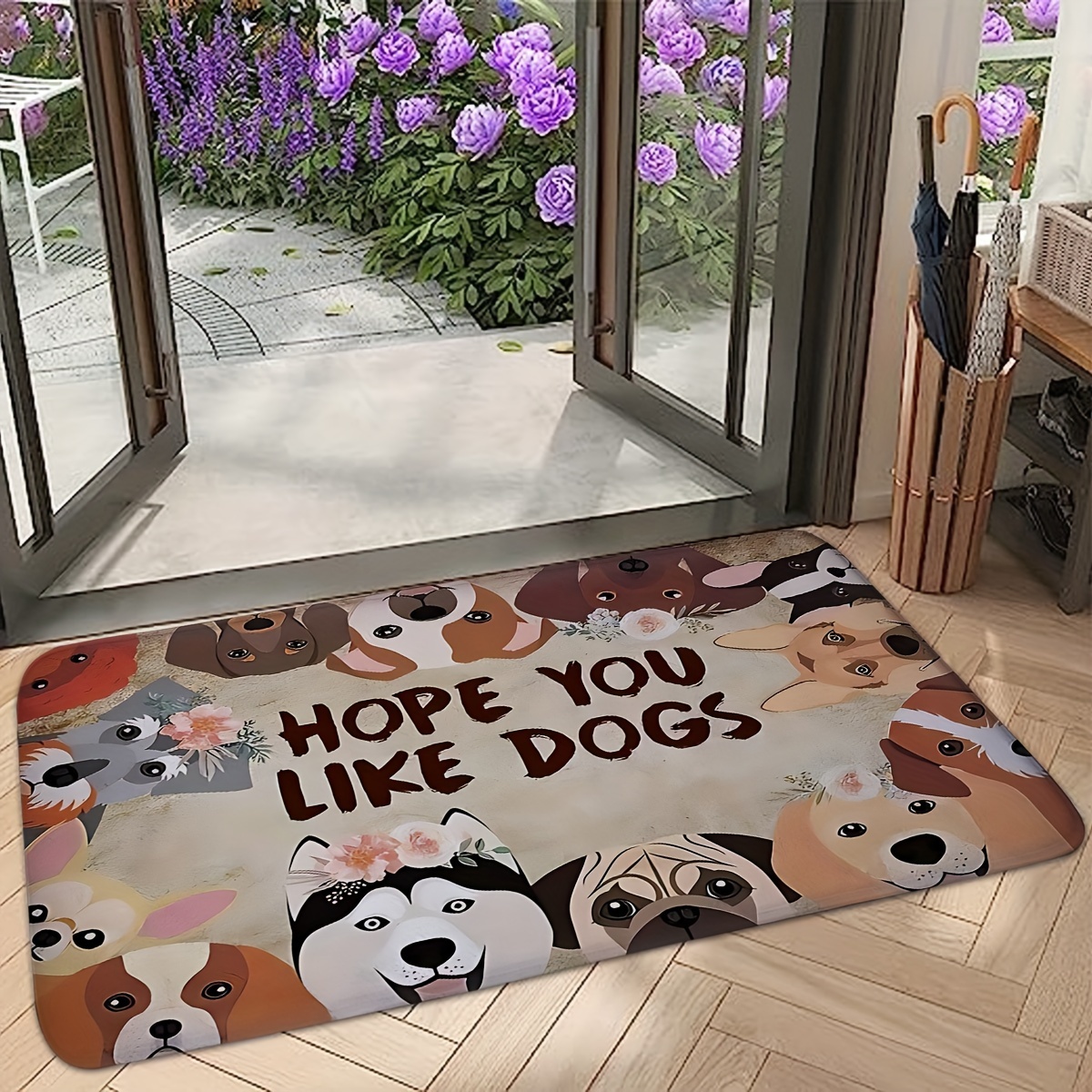 Cute Pet Dog Print Rectangle Bedroom Kitchen Anti-Slip Doormat Floor Mat  Entrance Mat Entry Rug Modern Home Decor