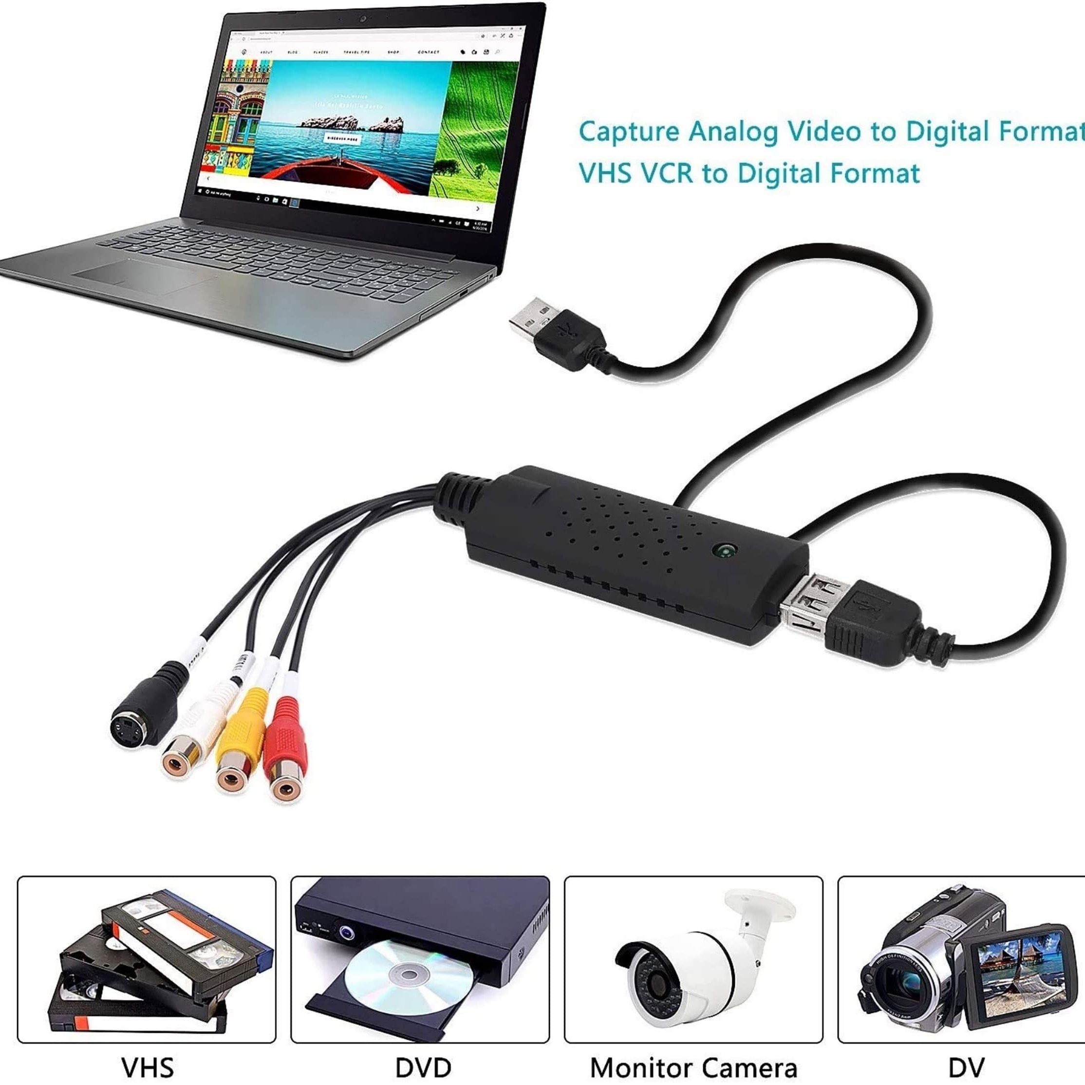 VHS to Digital Converter, Video to Digital Converter,1080P Video Device,  Analog to Digital Video Converter, Video & Audio Recording from VCR, VHS