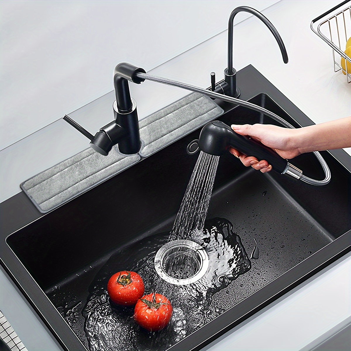 Kitchen Sink Faucet Absorbent Mat,Faucet Splash Catcher Wrapround Sink  Splash Guard,Microfiber Cloth Dish Drying mat,Water Drip Catcher,Sink