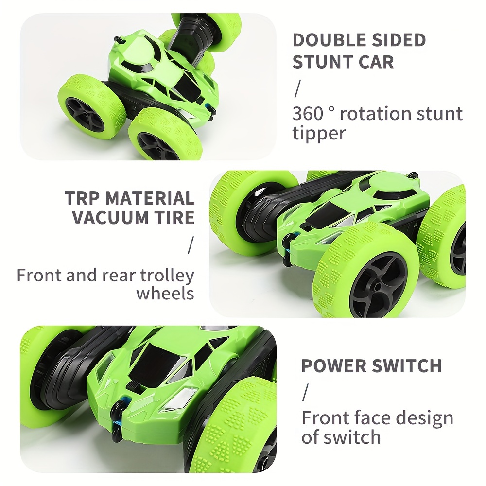 remote control car stunt rc car 2 4ghz double sided 360 rotation rc track headlight four wheel drive off road drift rc racing toy for boys and girls 5