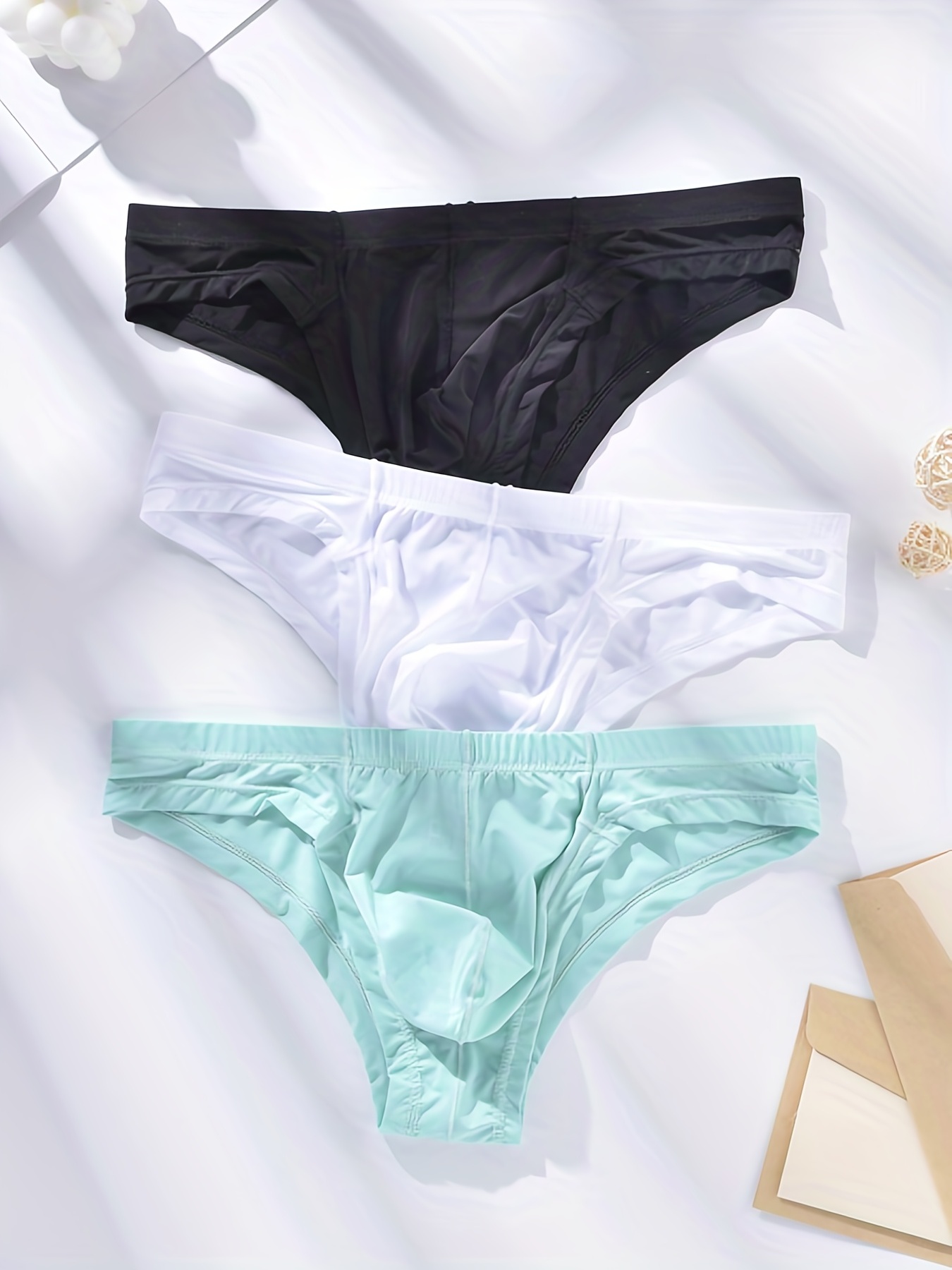 Silk Satin Briefs Men's Bulge Enhancing Underwear Panties