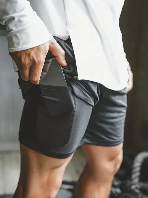 Men's 1 Slim Fit Quick Drying Running Shorts Knees Double - Temu