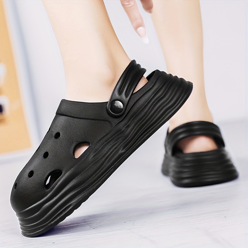 Women's Letter & Floral Pattern Clogs, Slip On Round Toe Hollow Out  Platform Slides, Summer Casual Daily Shoes - Temu Belgium