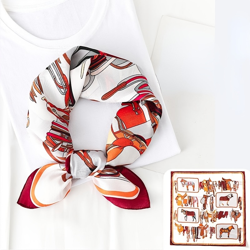 Sweet Printed Silk Square Scarf Bandana for Girls