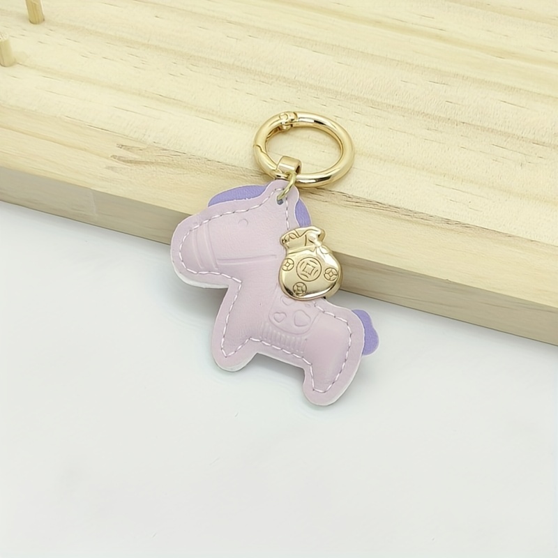 Pony Decorative Keychain Faux Leather Keyring Gift Men Women