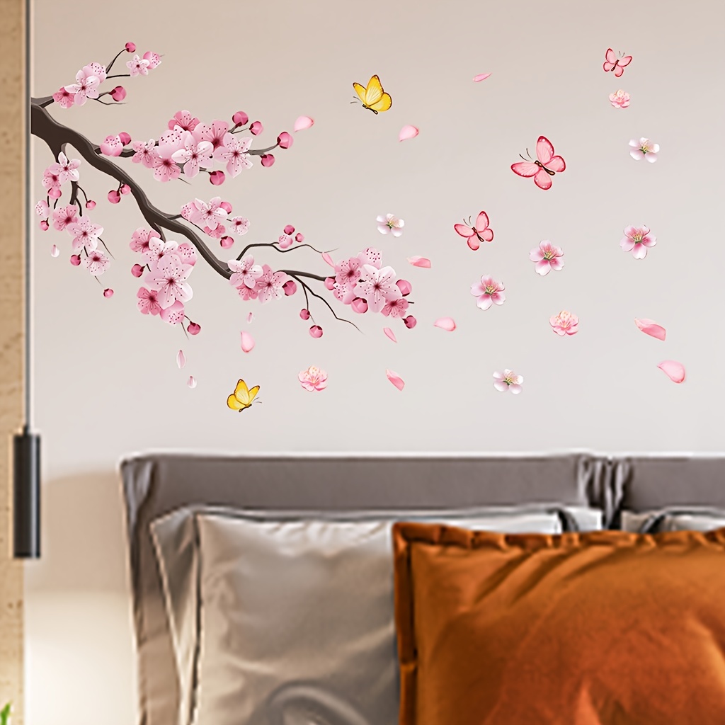 Grand arbre de fleurs de cerisier Stickers muraux rose fleur arbre branche  Stickers muraux salon chambre