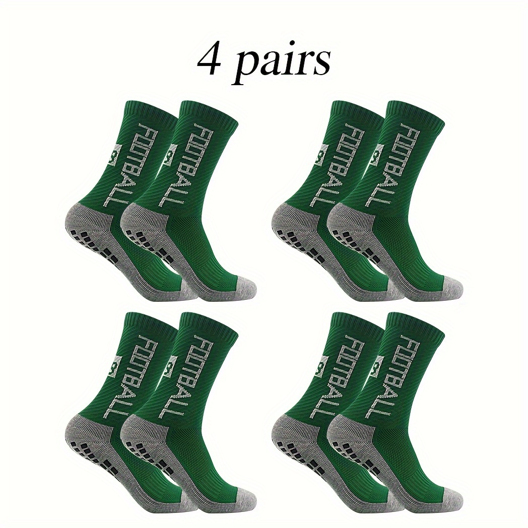 4 Pairs Non Slip Soccer Socks Breathable Crew Socks