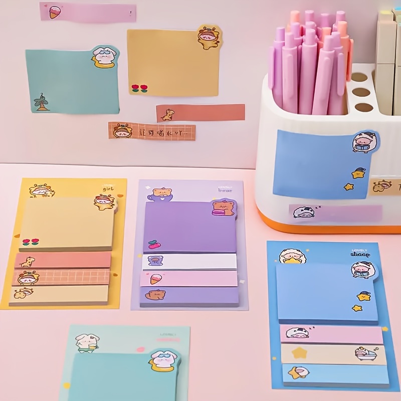 80 Sheets Cartoon Animal Sticky Notes Pack Office School Supplies