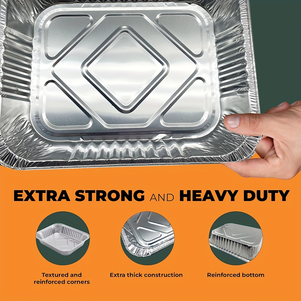  Aluminum Pans Half Size, 9X13, Extra Heavy Duty