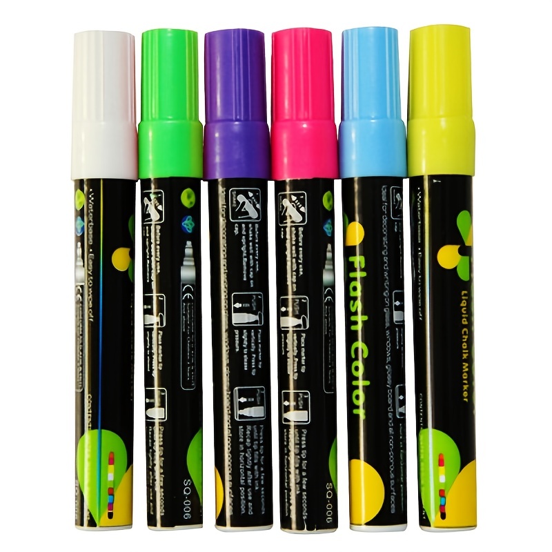 6/8 Colors Liquid Chalk Markers Pens Washable Wet Erase Neon - Temu
