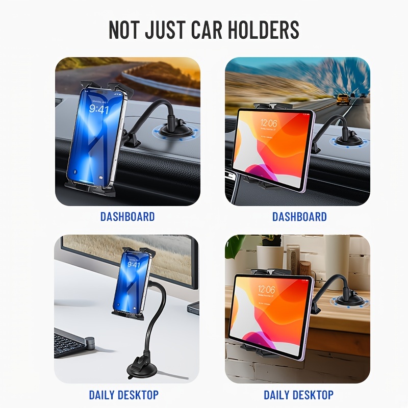 Phone Mount for Car, [ Off-Road Level Suction Cup Protection ] 3in1 Long  Arm Suction Cup Holder Universal Cell Phone Holder Mount Dashboard  Windshield