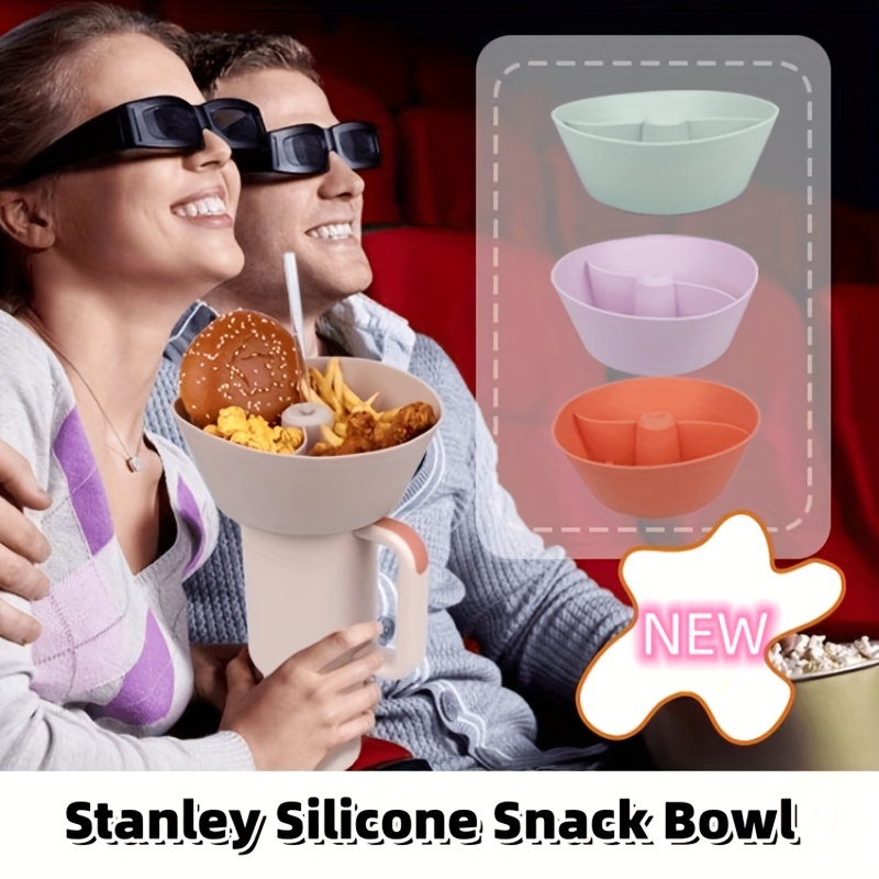 Snack Bowl for Stanley Cup, Reusable Snack Ring Tray Platter Compatible  with Stanley 40 Oz Tumbler, 3 Compartments for  Candy,Appetizer,Nuts,Popcorn