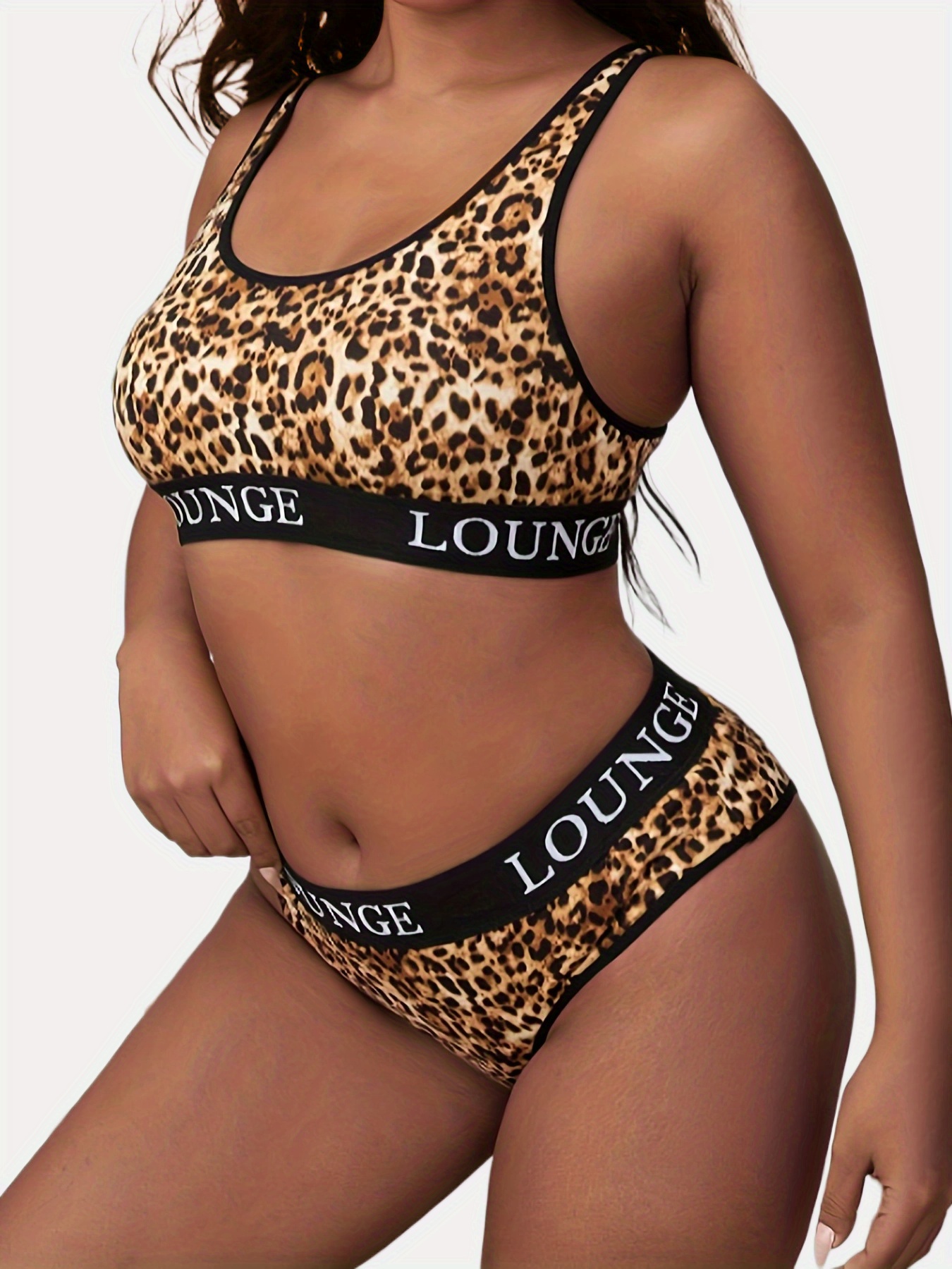 Plus Size Casual Lingerie Set Women's Plus Leopard Print - Temu