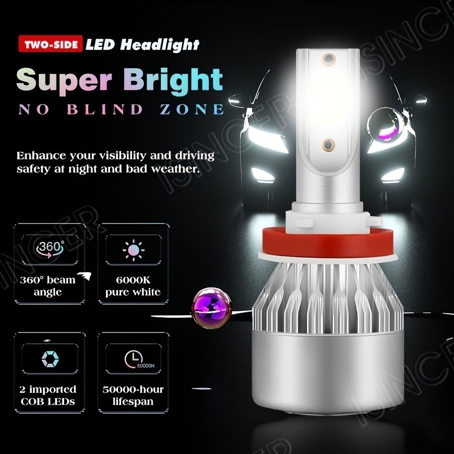 Combo 4 Bombillas LED Juego de faros 9005 H11 Bombilla de luz alta
