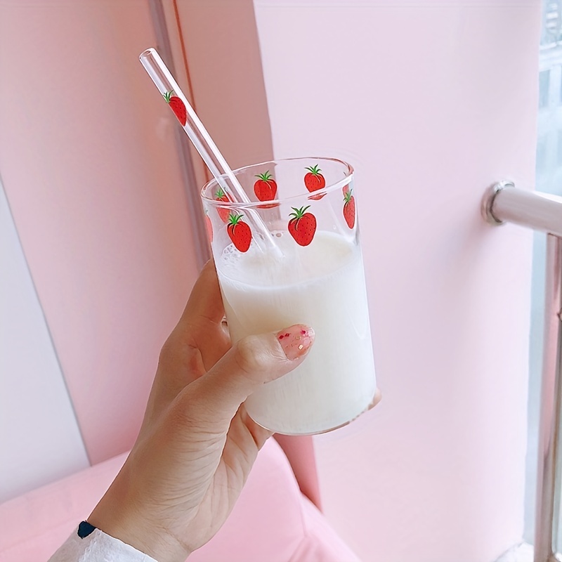 300ml 10oz High Borosilicate Nana Cute Strawberry Water Milk