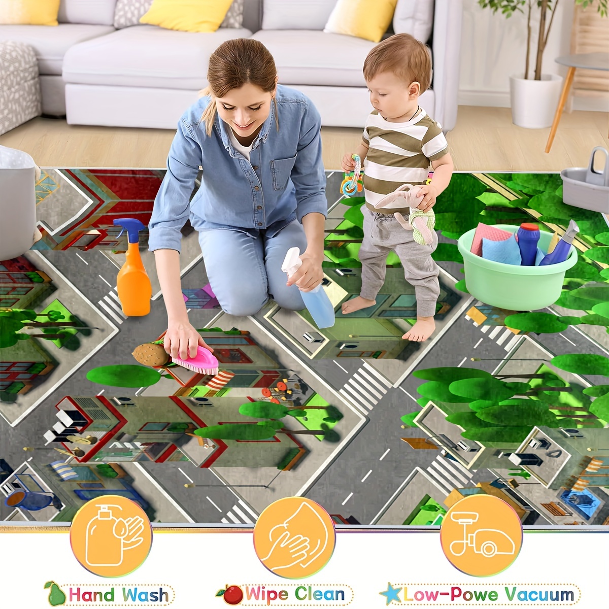 Alfombra de Juegos Antideslizante Lavable, Alfombra Infantil Habitación  Estera de Juego Niños Niñas, Tapete de Juegos Bebé Suave, Alfombra Para  Niños