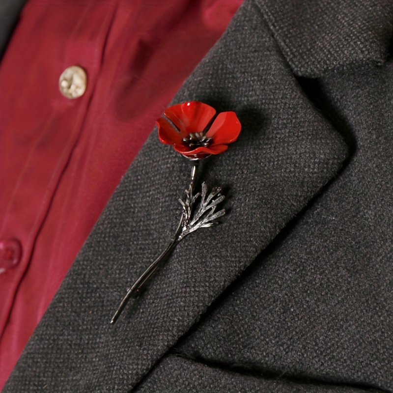 Elegant Poppy Flower Brooch Pin Women Men Vintage Alloy - Temu Canada
