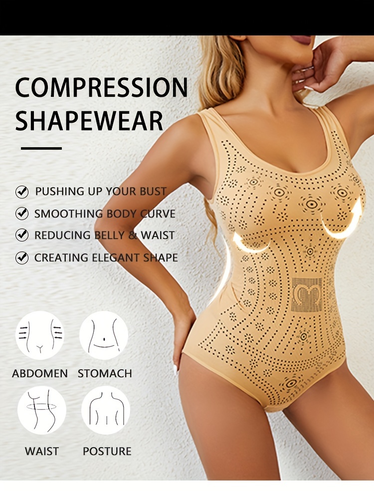 JINGYUA Damen Shapewear Unterhemd Nahtloser körperformender Bodysuit  Bauchkontrolle Po Lifting Plus Size Tanga Slip Enger Korsett Bodysuit Braut