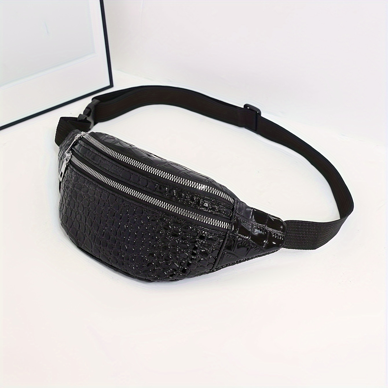 Image of Crocodile Pattern Waist Bag Women's Chest Bag High Gloss Ladies' Fanny Pack Single Shoulder Crossbody Outdoor Sports Running Casual Phone Pouch