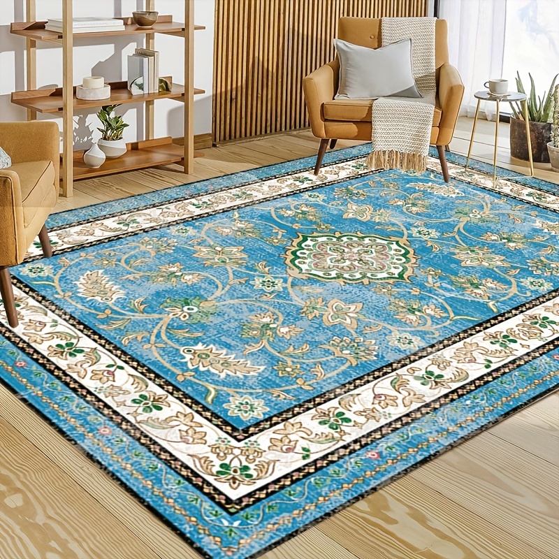 Blue Chenille Carpet American Style Rugs for Living Room Bedroom Vintage  Persian Carpets Retro Study Floor Mat Large Soft Rug - AliExpress