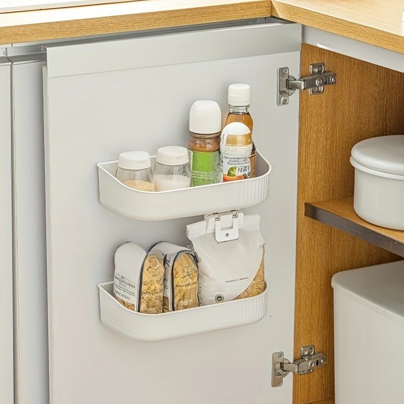 1pc Wall-mounted Toiletry Storage Rack, Kitchen Seasoning Storage Box,  Bathroom Storage Drain Rack For Toiletries, Adhesive Cabinet Door Storage  Rack