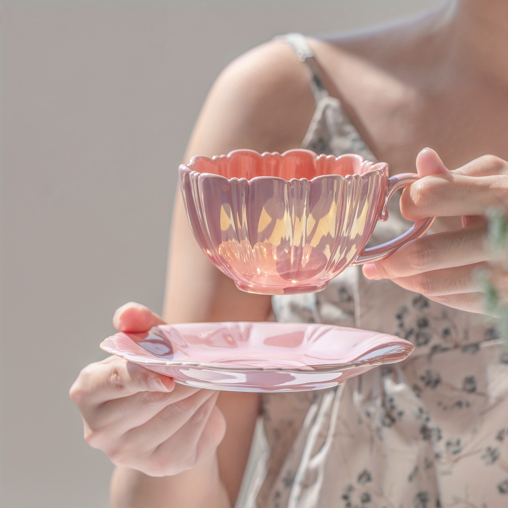 Ensemble tasse et soucoupe fleurie | PaillettesSortilèges