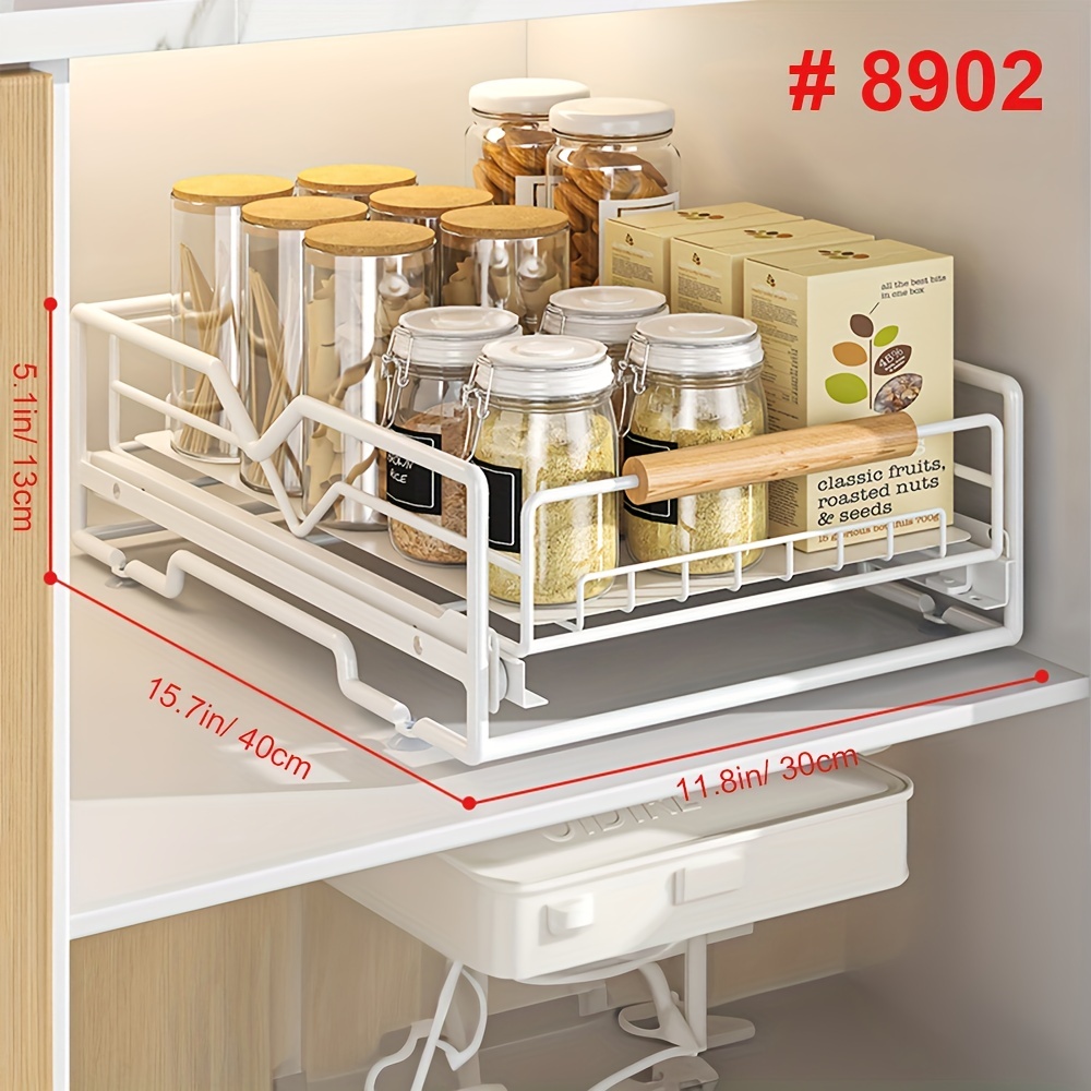 Kitchen Cabinet Pull out Storage Rack With 1 Basket Double - Temu