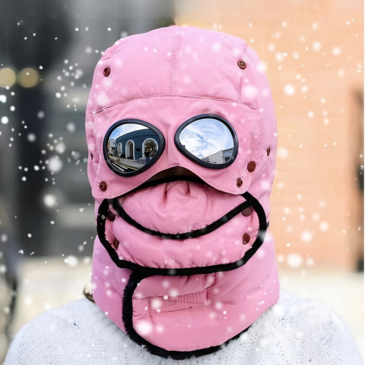 Unisex Winter Hat With Goggles Detachable Windproof - Temu