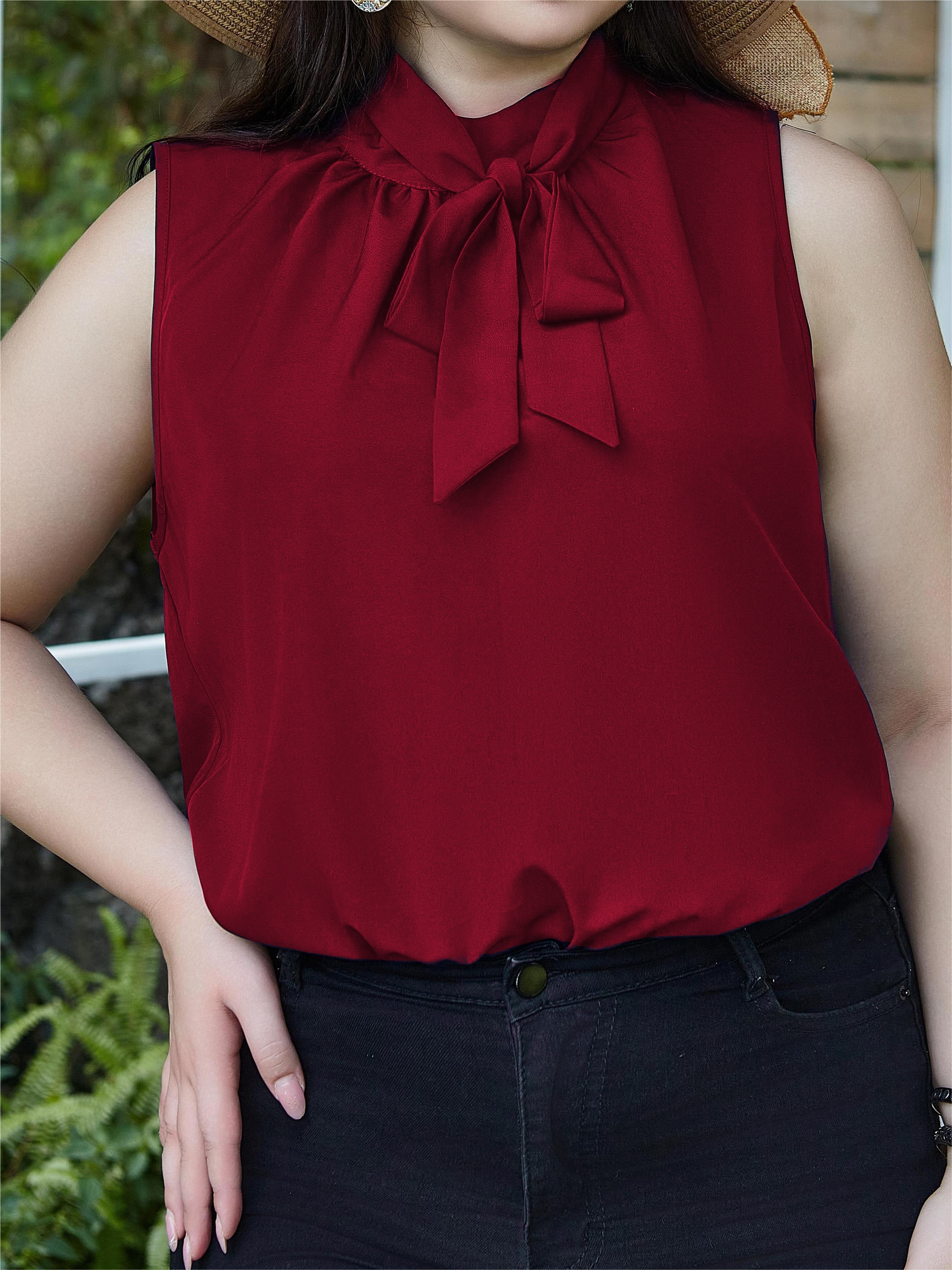 YOURS Plus Size Burgundy Red Keyhole Peplum Top