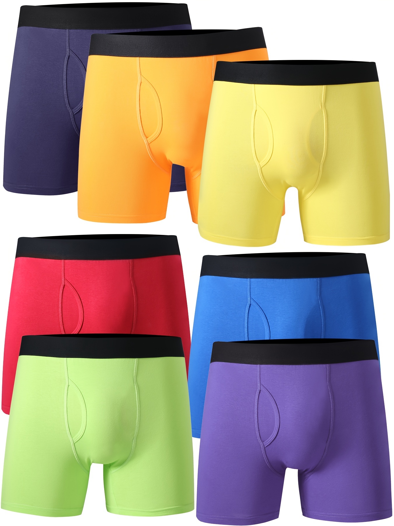 Men's Cotton Stretch Color Block Soft Breathable Boxer - Temu