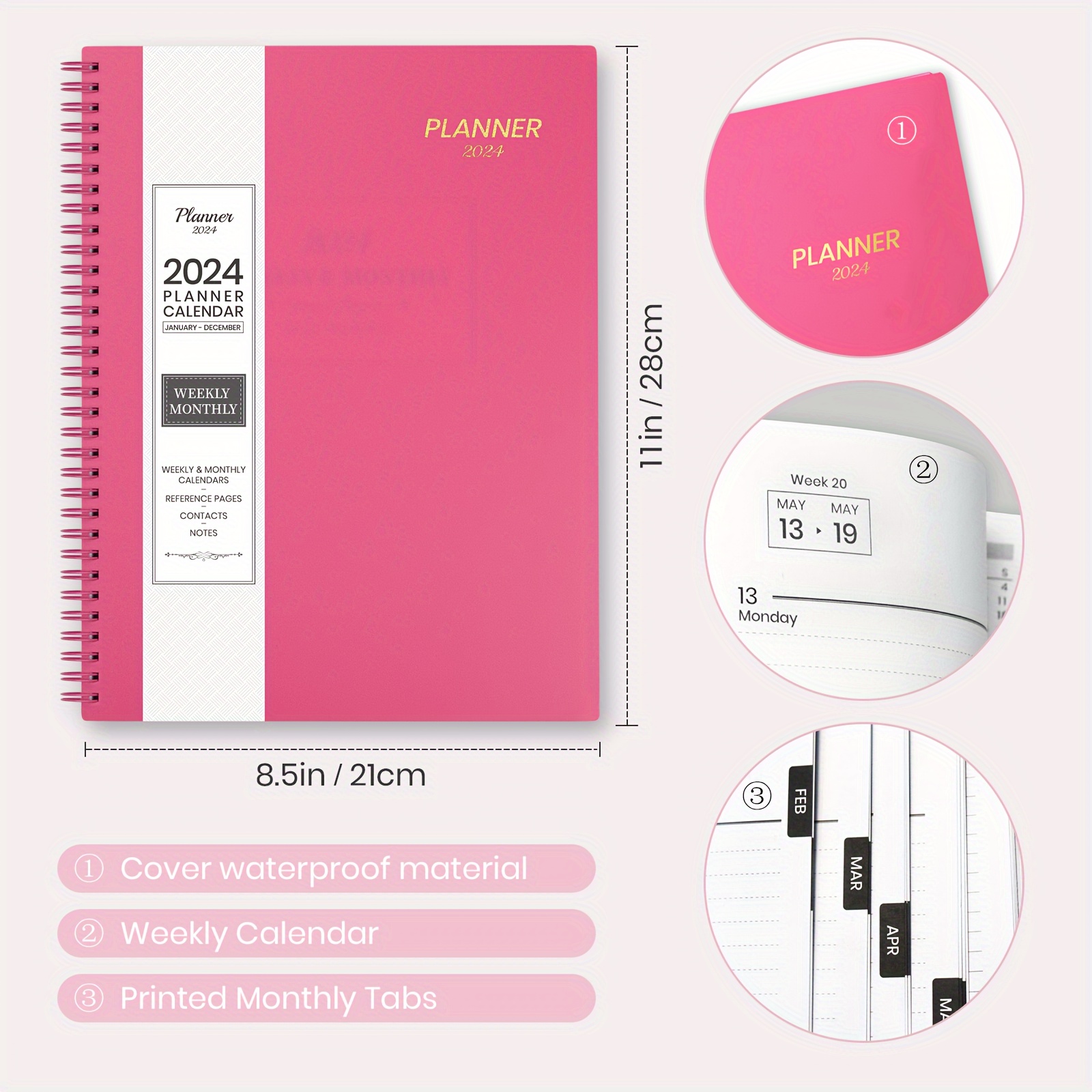 2024 Weekly Monthly Planner Book 12 month Office Planner - Temu