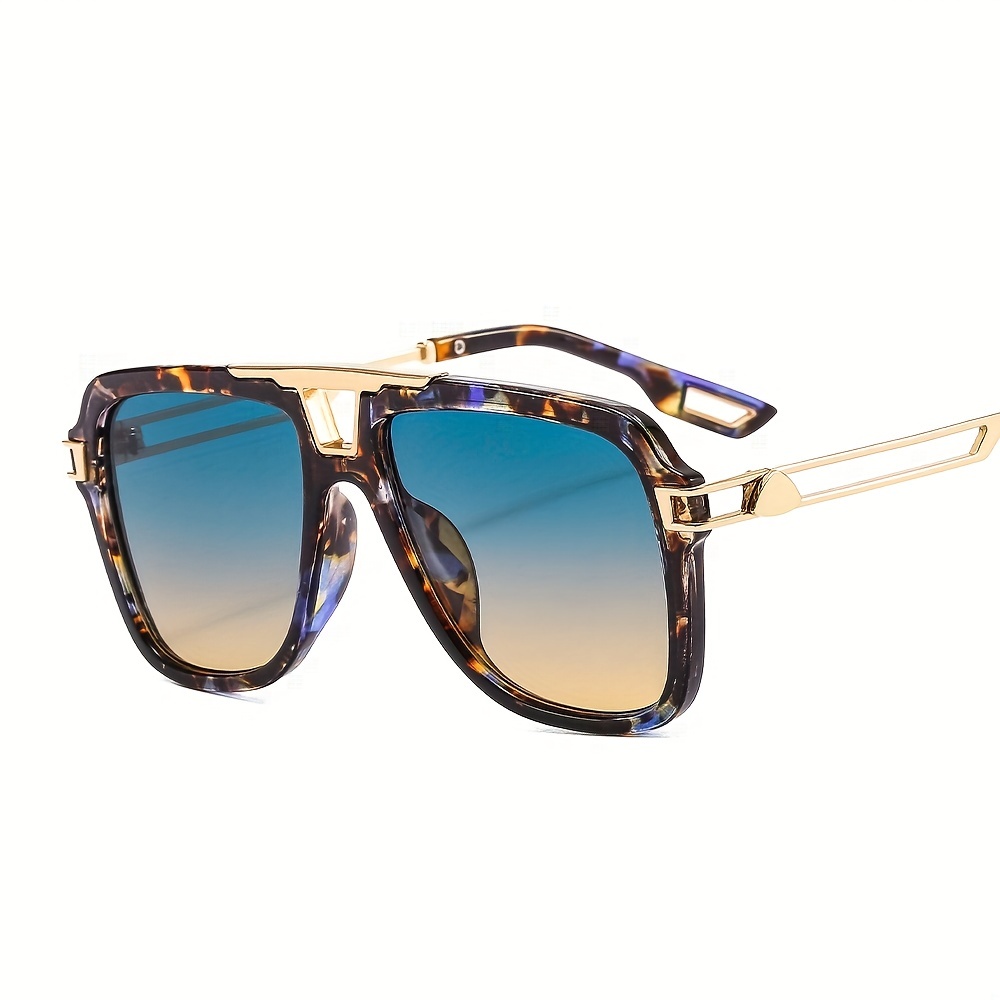 Square Metal Aviator Sunglasses Hollow Out Temple UV400