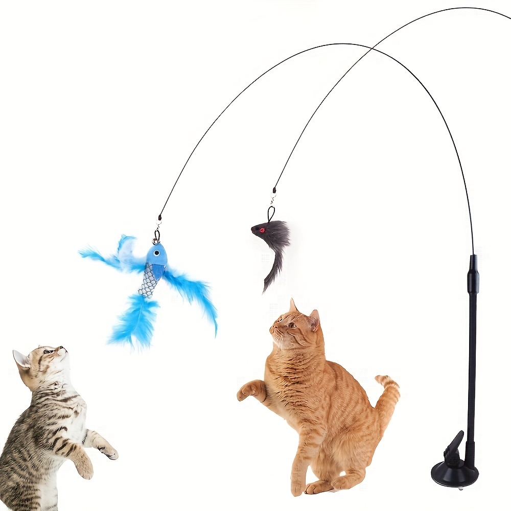 Cheap With Ribbon Pet Interactive Toy Colored Cat Toys Cute Fishing Rod  Wand Toy Cats